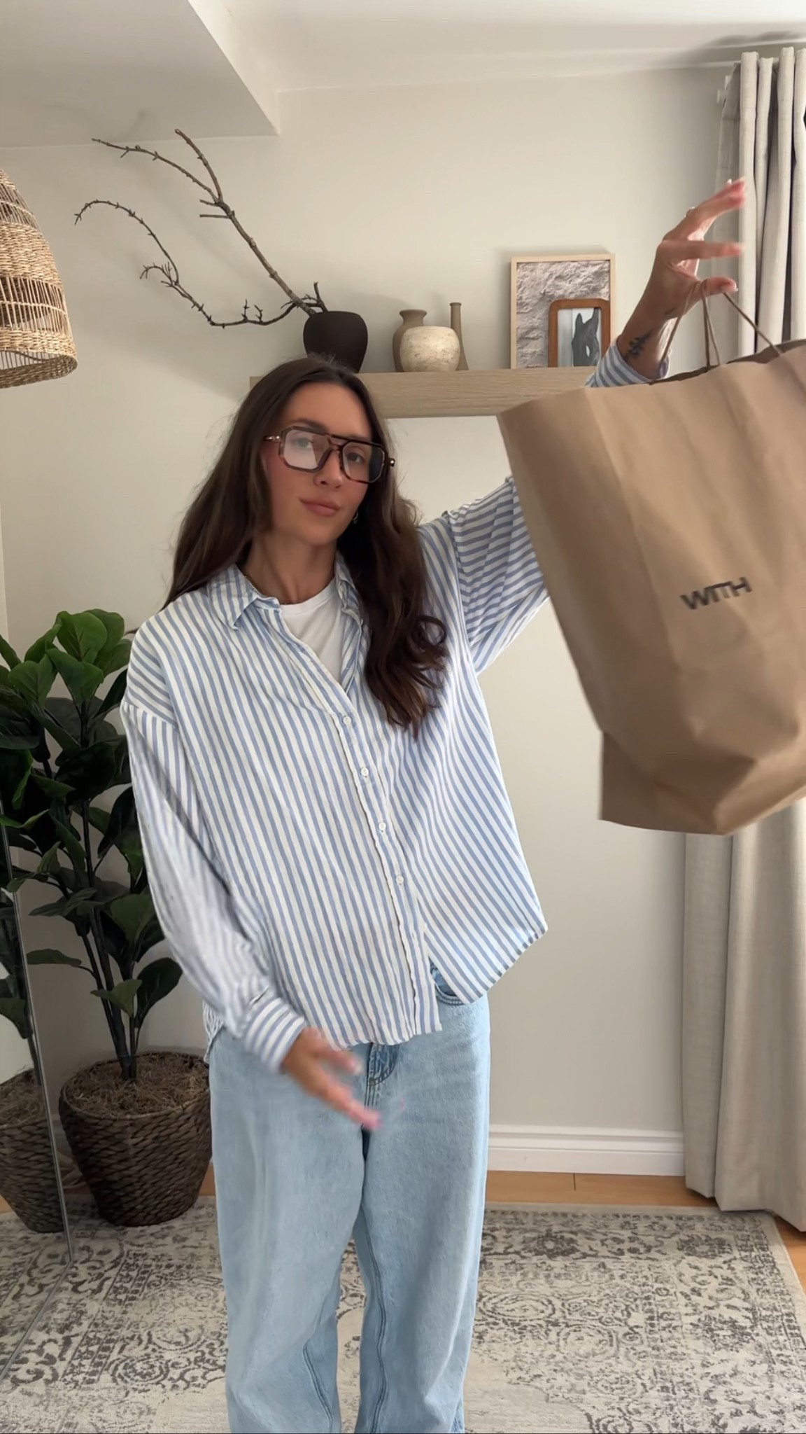 Stripes are in and this linen blend shirt is perfect for summer and fall! 