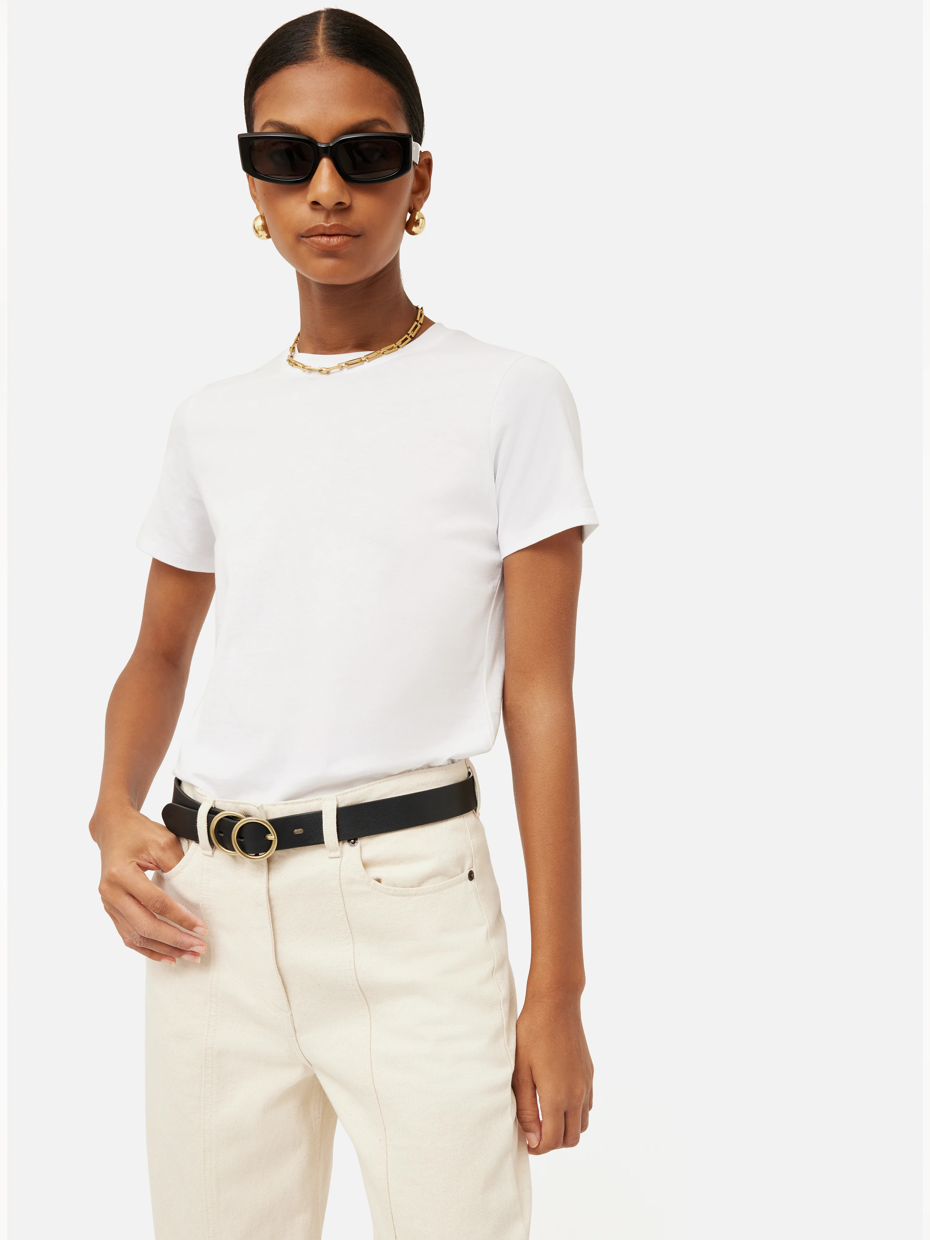 Supima Cotton Crew Neck Tee | White | Jigsaw (UK)