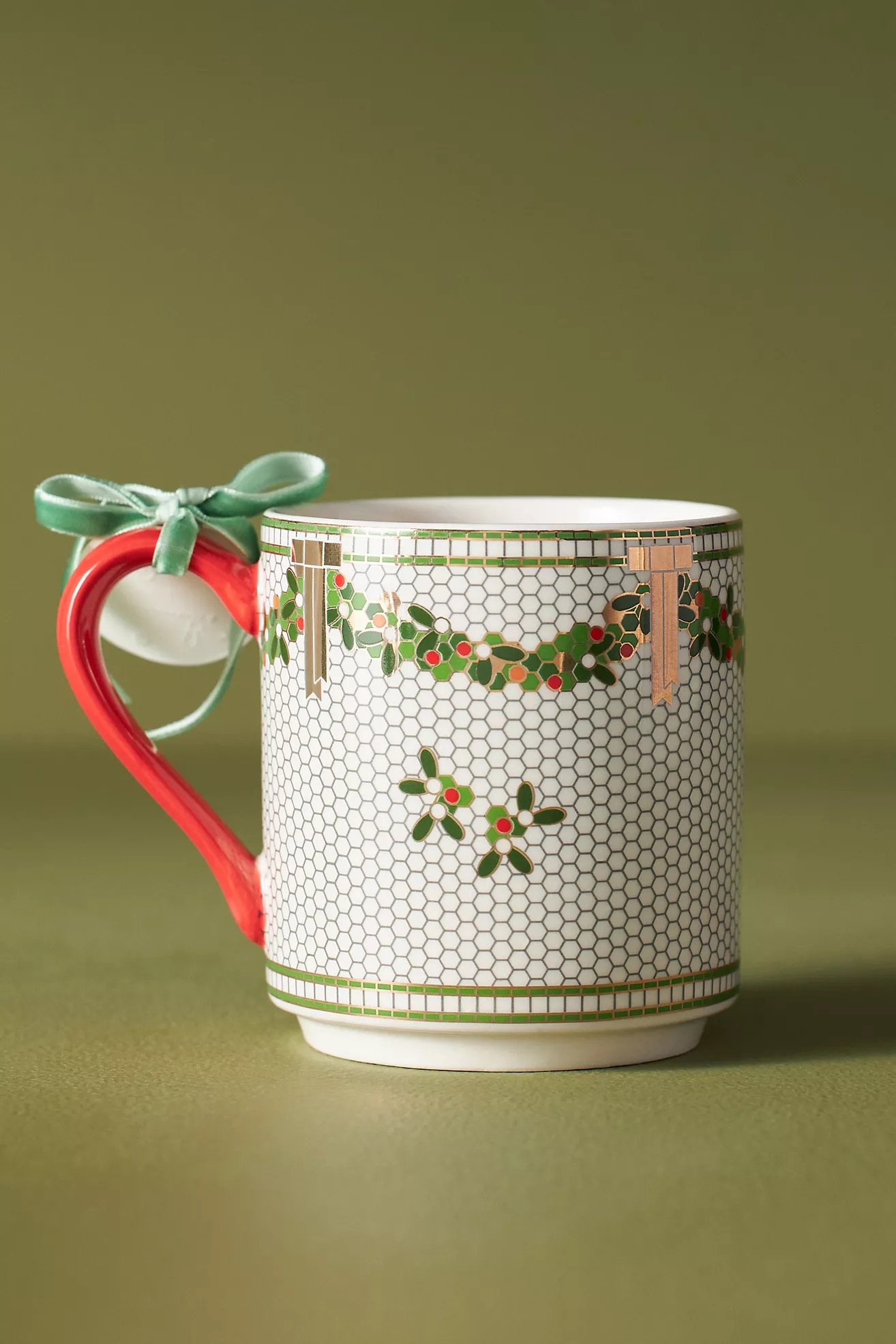Festive Bistro Tile Stoneware Monogram Mug | Anthropologie (US)
