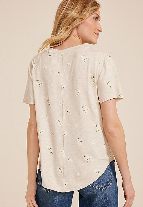 24/7 Floral V Neck Tee | Maurices