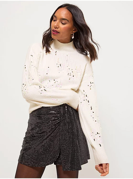 Sequin High Neck Knitted Jumper | George at ASDA