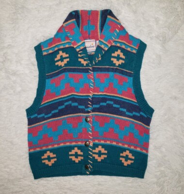 Vintage Nuovo Sweater Vest Sz S Small Southwestern Colorful Aztec Button Front  | eBay | eBay US