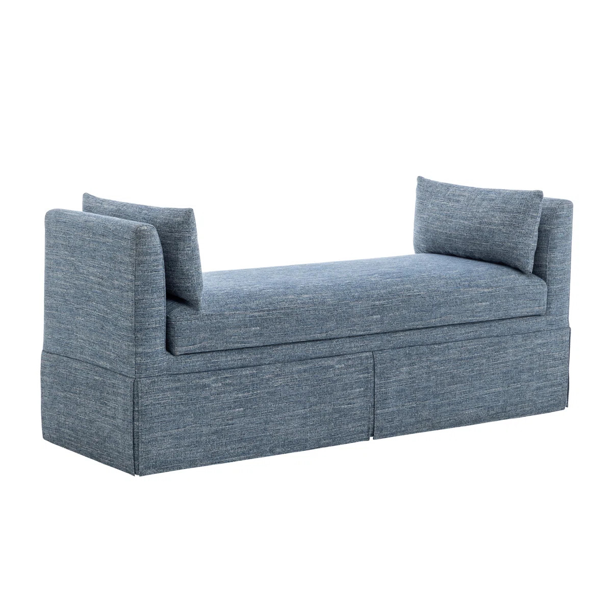 Laurent 55 inch Skirted Storage Bench - Textured  Performance Fabric | Wayfair North America