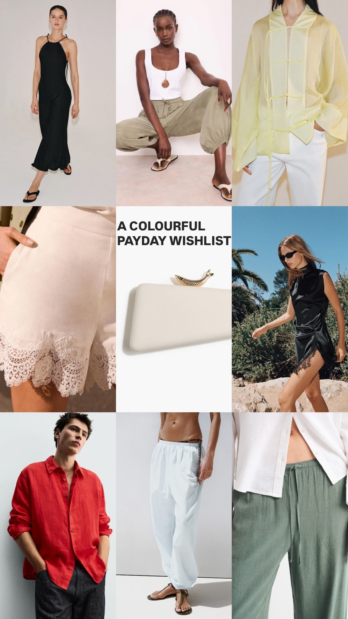 Payday wishlist - summer outfits from linen shirts to balloon trousers, lace trim shorts and satin dresses for wedding guest season 

Zara H&M Mint Velvet Mango Uniqlo

#LTKuk #LTKsummer