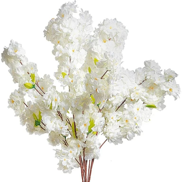 Artificial Cherry Blossom Decor 42.52 Inches Long Stems 4pcs Faux Spring Peach Silk Flowers Bouqu... | Walmart (US)