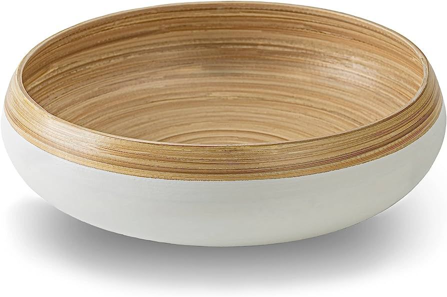Kiwi Homie 11.81" Spun Bamboo Fruit Bowl, Bamboo Salad Bowl, Modern Large Serving Bowl, Decorativ... | Amazon (US)