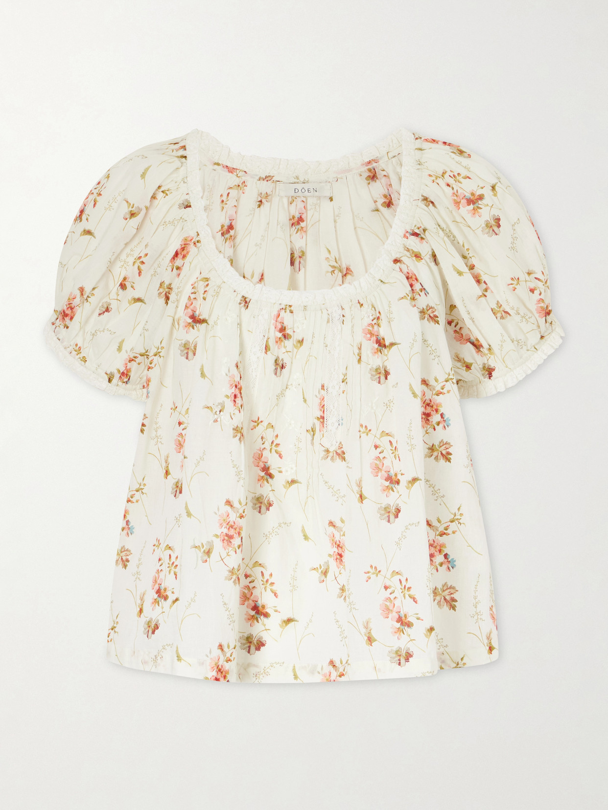 DÔEN - Frederica Lace-trimmed Floral-print Organic Cotton Blouse - Multi | NET-A-PORTER (US)