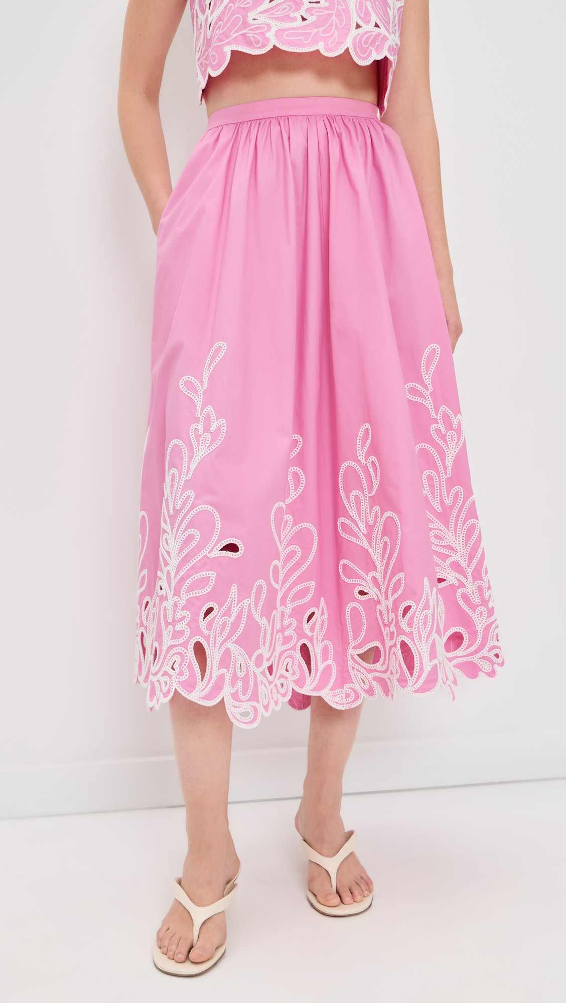 Cinq à Sept Paisley Bloom Embroidered Espe Skirt Rosewater Pink/White 10 | Shopbop
