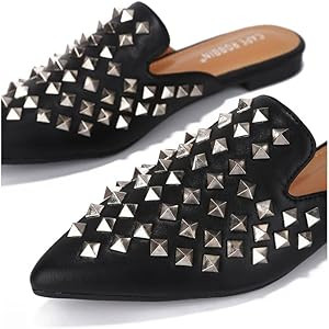 Cape Robbin Sierra Bedazzled Pointed Toe Mule Flats | Amazon (US)