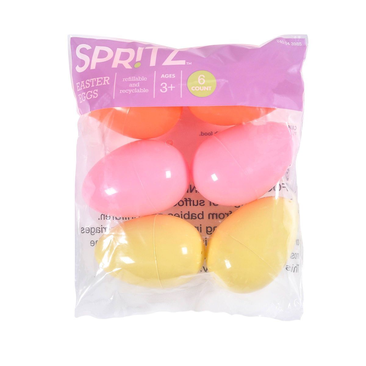 6ct Plastic Easter Eggs Warm Colorway Pastel Yellow Pink Coral - Spritz™ | Target