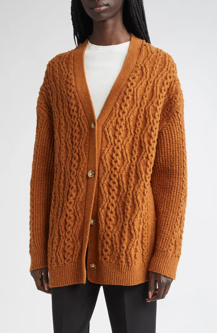 Mixed Stitch Wool & Cashmere Blend Cardigan | Nordstrom