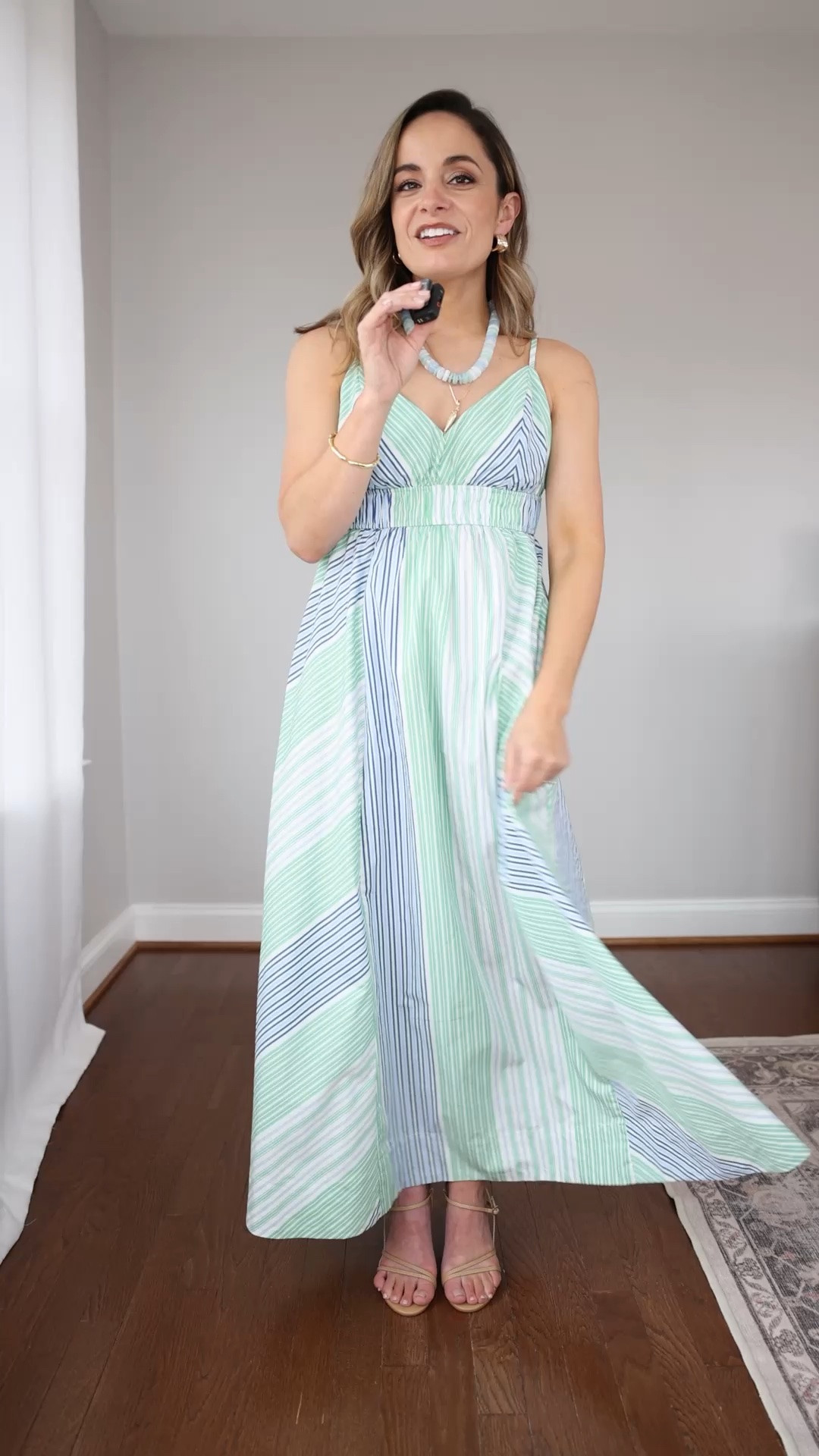 Budget-friendly summer outfits from Walmart! #walmartpartner

Ivory dress: xs - runs large, size down if you can 
Striped dress: xs - true to size (has an open back you can only wear with an adhesive bra) 
Striped skirt: xs - true to size 
White t-shirt: xs - true to size