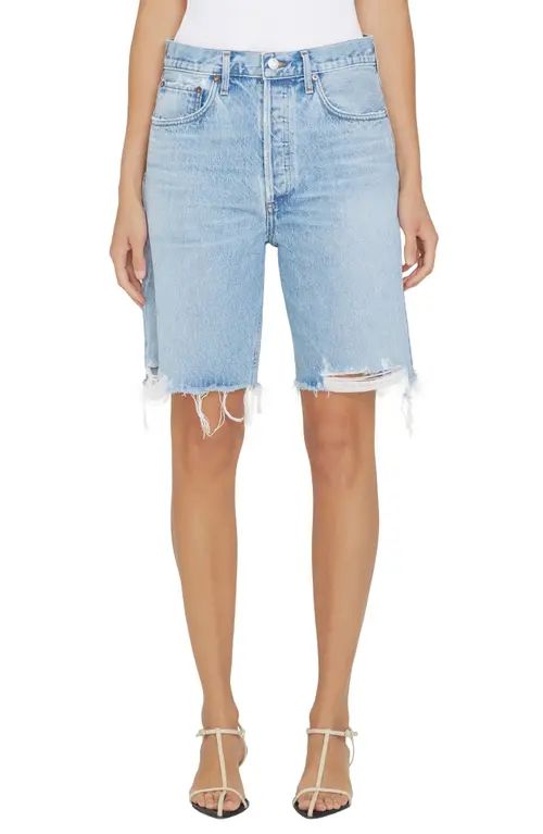 AGOLDE '90s High Waist Distressed Cutoff Nonstretch Denim Shorts in Swapmeet at Nordstrom, Size 25 | Nordstrom