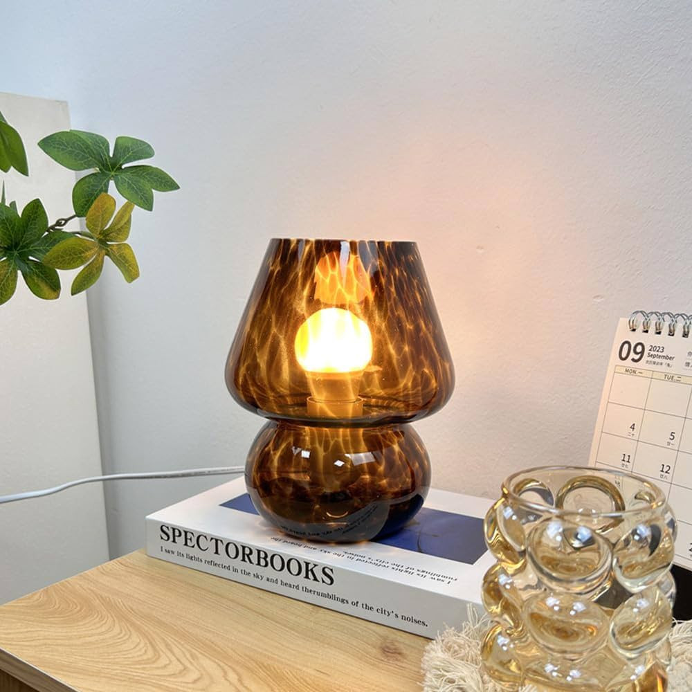 Murano Style Glass Table Lamp Creative Dimmable LED Mushroom Table Lamps for Study Room Living Ro... | Amazon (US)