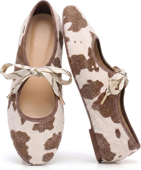 Lace up Round Toe Ballet Flats for Women Cute Slip on Soft Mary Jane Flats Casual Ballerina Shoes | Amazon (US)