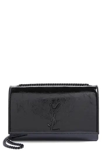Saint Laurent Medium Kate Glazed Leather Crossbody Bag - Black | Nordstrom