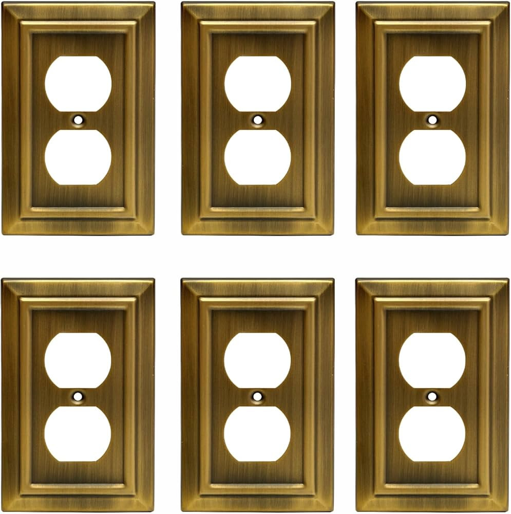 Metal Wall Plate for Electrical Outlets, Decorative Antique Brass Switch Plates Outlet Cover, Lig... | Amazon (US)