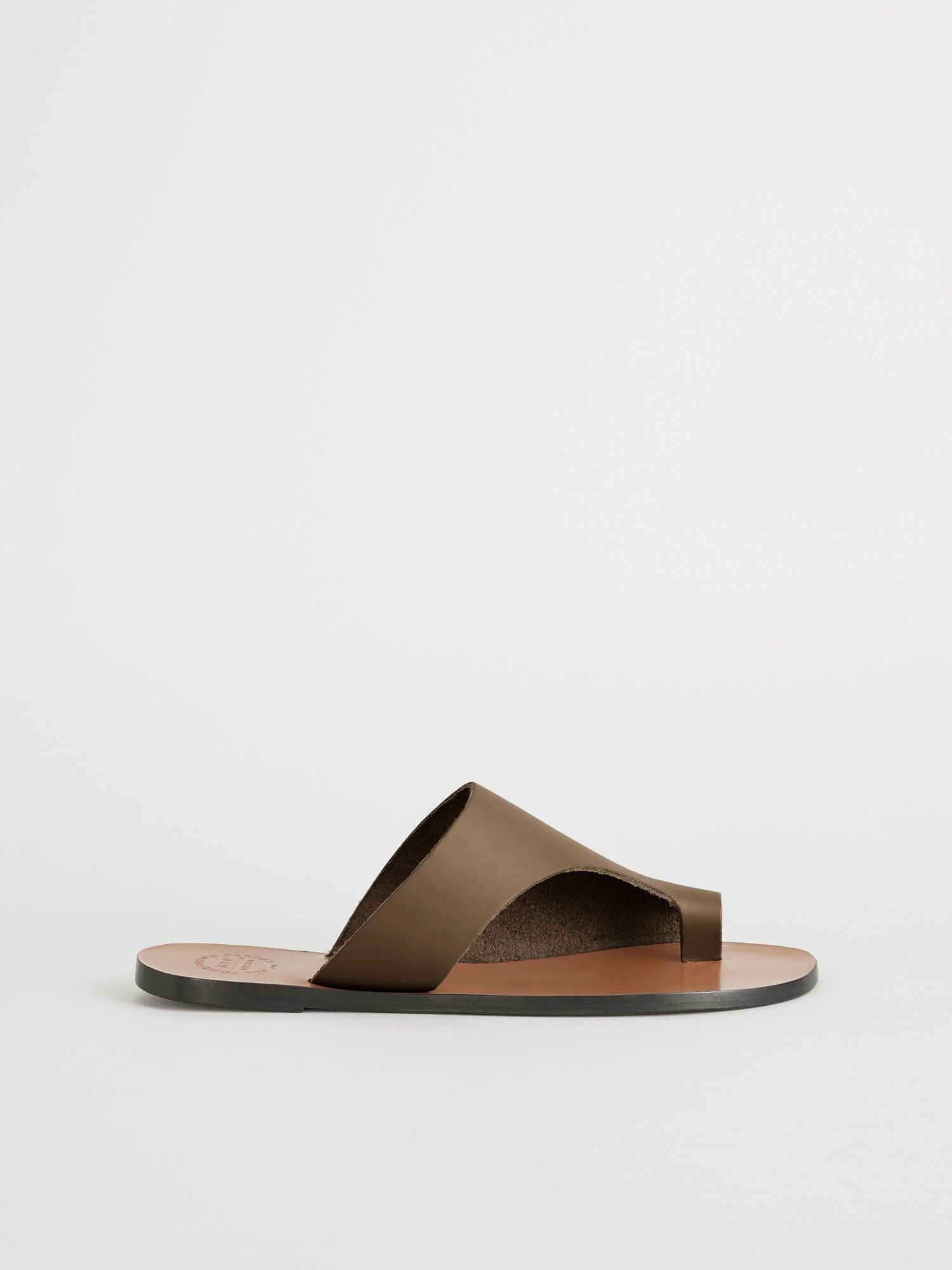 Rosa Khaki Brown Leather Cutout sandals | ATP Atelier