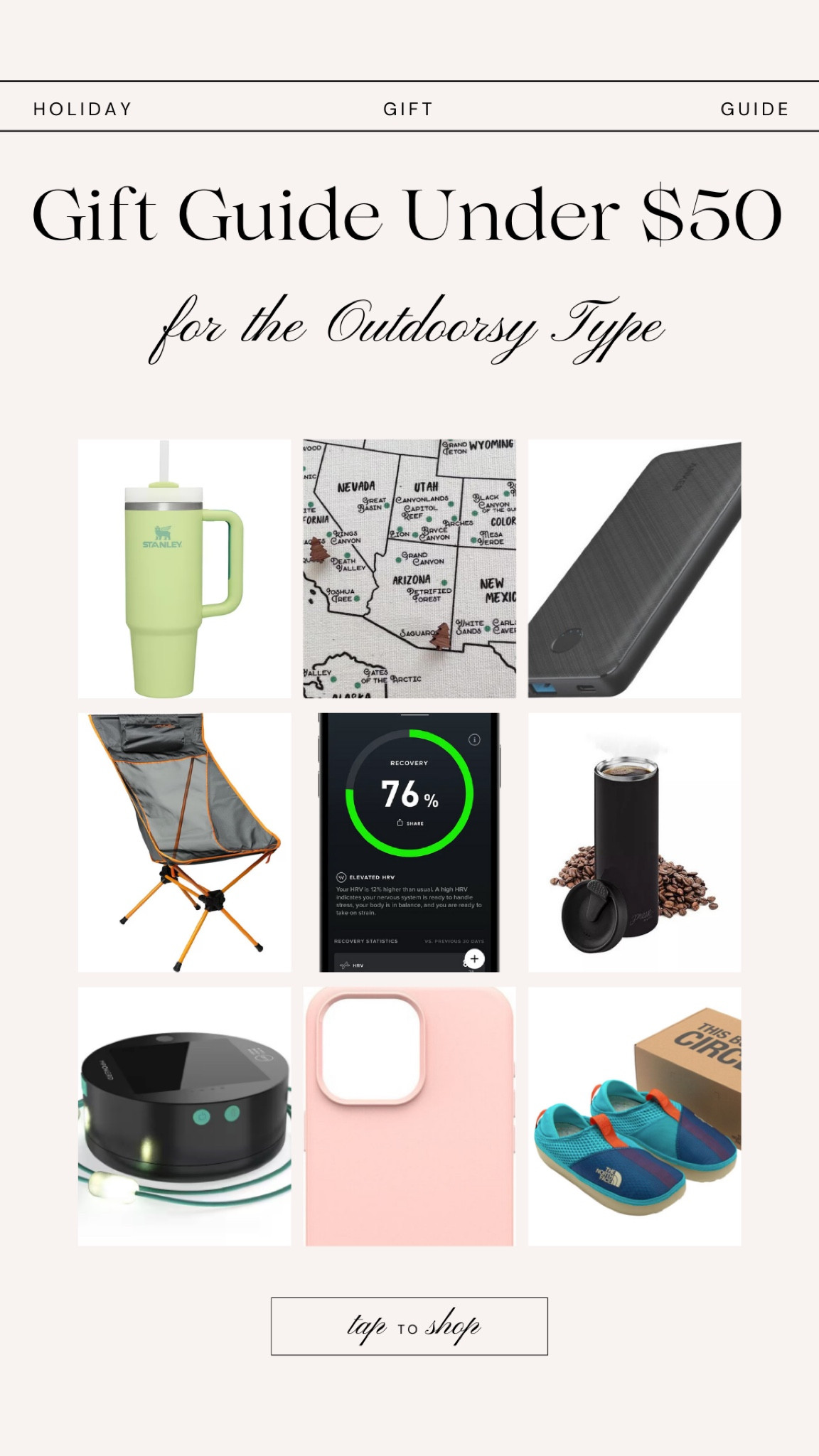 Gift Guide For The Outdoorsy Girl
•••
Ideas under $50!

#LTKGiftGuide #LTKfindsunder50 #LTKHoliday