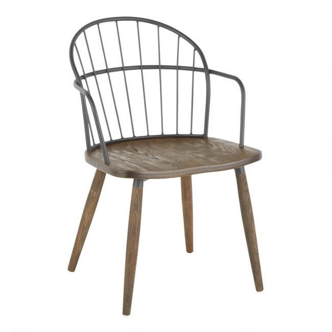 Black Metal And Walnut Melvin Dining Chair | World Market