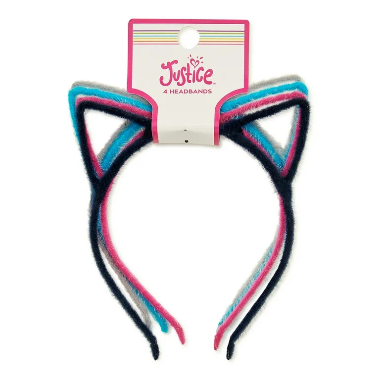 Justice Girls Fuzzy Cut Out Ears Headband, 4-Pack | Walmart (US)