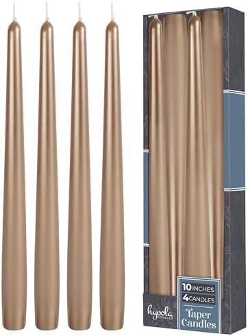 Hyoola Tall Taper Candles - 10 Inch Metallic Antique Gold Unscented Dripless Taper Candles - 8 Ho... | Amazon (US)