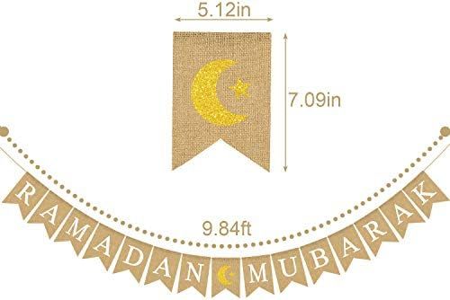 Jute Burlap Ramadan Mubarak Banner with Moon and Star Mantel Fireplace Decoration | Amazon (US)