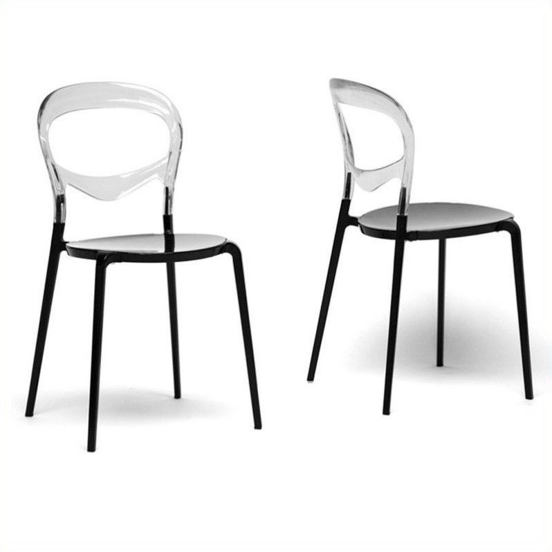 Baxton Studio Orlie Dining Chair in Black and Clear (Set of 2) | Cymax Stores