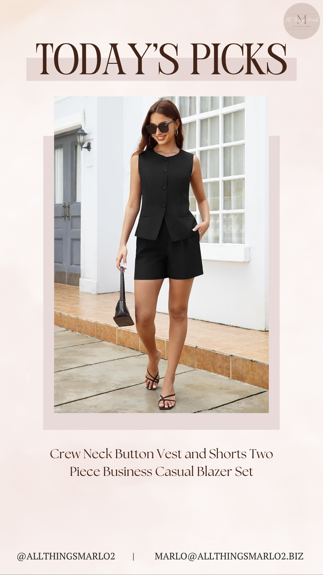 Crew Neck Button Vest and Shorts Two Piece Business Casual Blazer Set 

 #LTKSeasonal #LTKWorkwear #LTKTravel