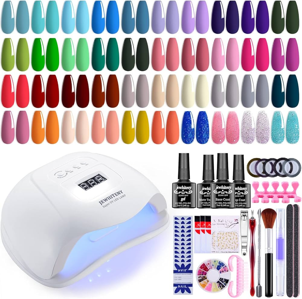 JEWHITENY 43PCS Gel Nail Polish Kit with U V Light 120W LED Nail Lamp 40 Colors Gel Nail Polish S... | Amazon (US)