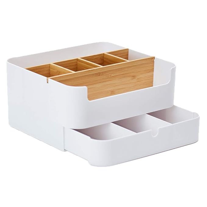 ZEN'S BAMBOO Makeup Organizer Drawer Large Size Multipurpose White Plastic Office Storage Box(6 C... | Amazon (US)