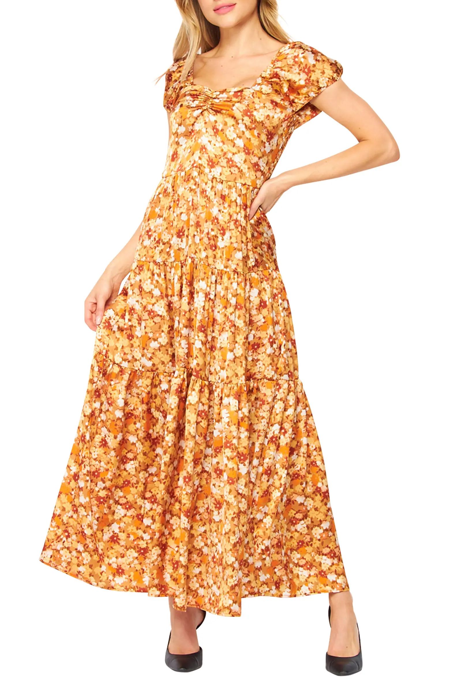Puff Sleeve Tiered Floral Pritn Smock Maxi Dress | Nordstrom Rack