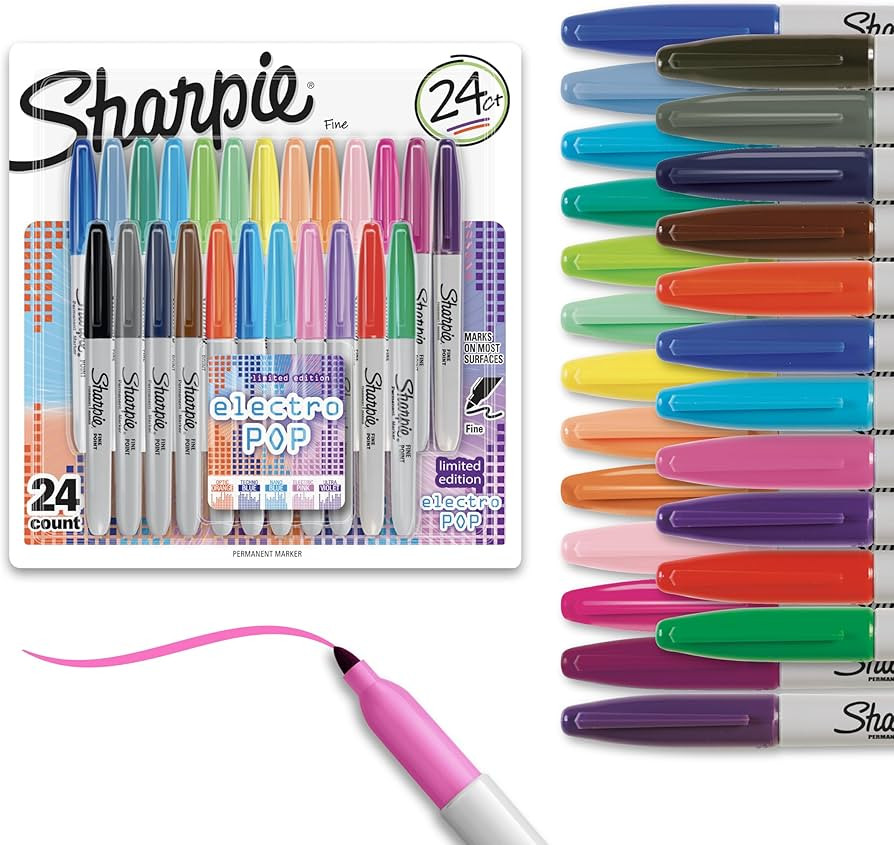 Sharpie Electro Pop Permanent Markers, Fine Tip Marker Set, Coloring Markers, Drawing Markers, Wr... | Amazon (US)