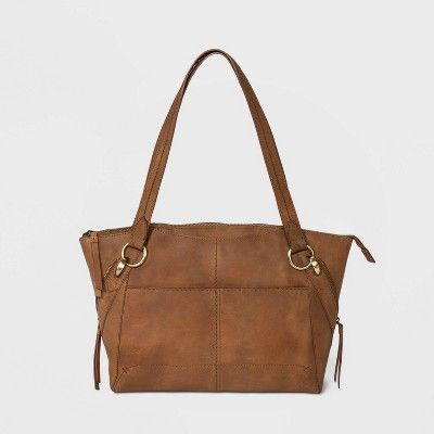 Bolo Zip Closure Leather Tote Handbag - Brown | Target