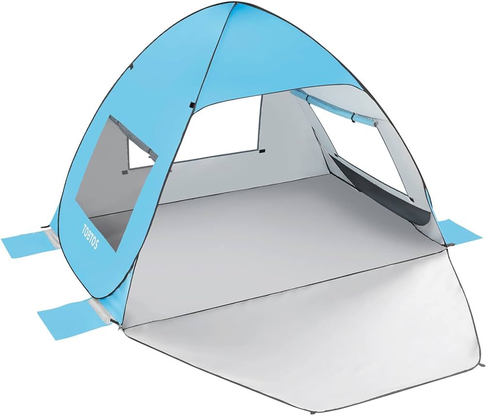 TOBTOS UPF 50+ Pop Up Beach Tent, Easy Set Up Beach Umbrella, Sun Shelter for 2-3 People UV Prote... | Amazon (US)