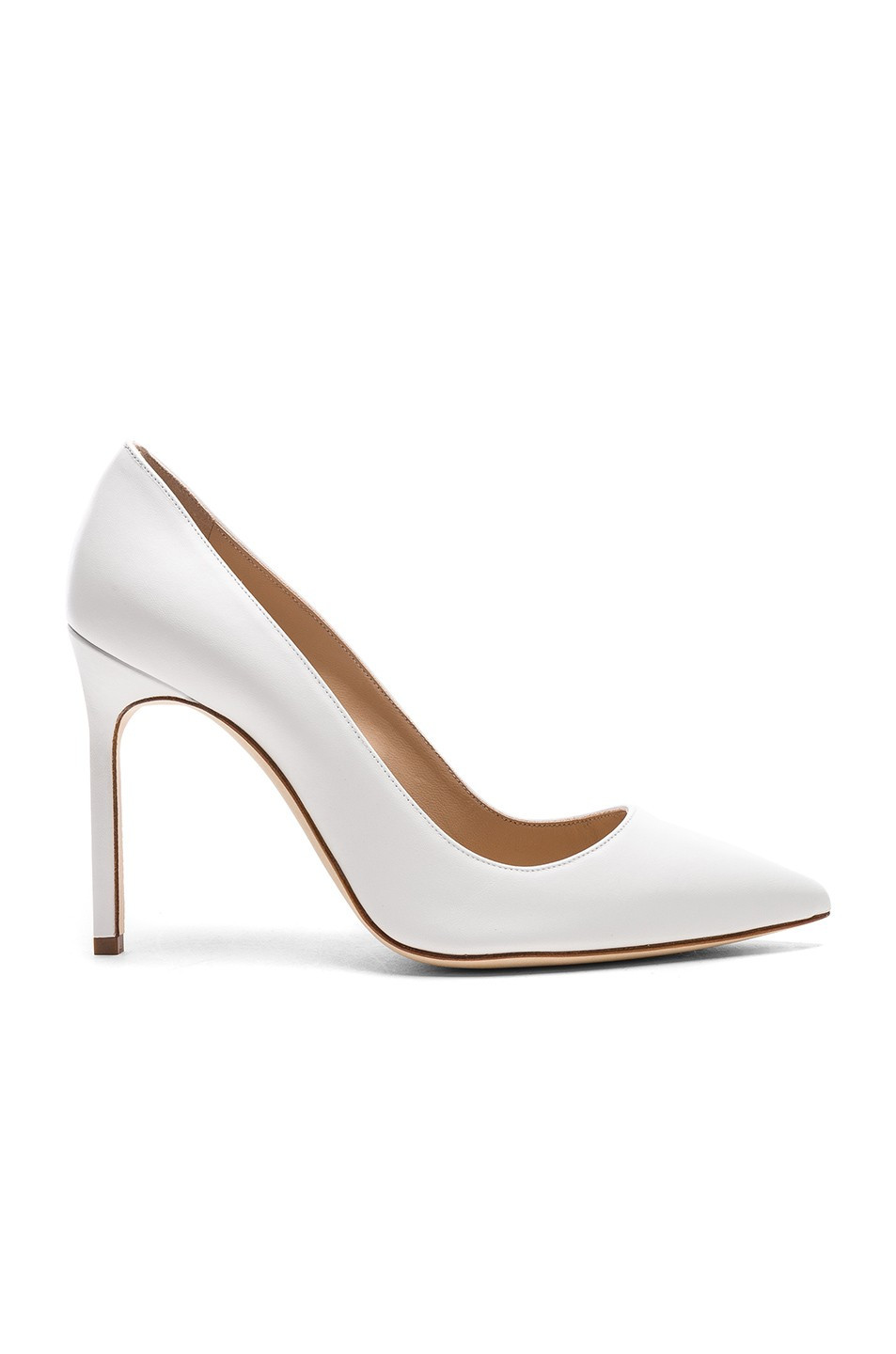Manolo Blahnik Leather BB 105 Heels in White | FWRD 
