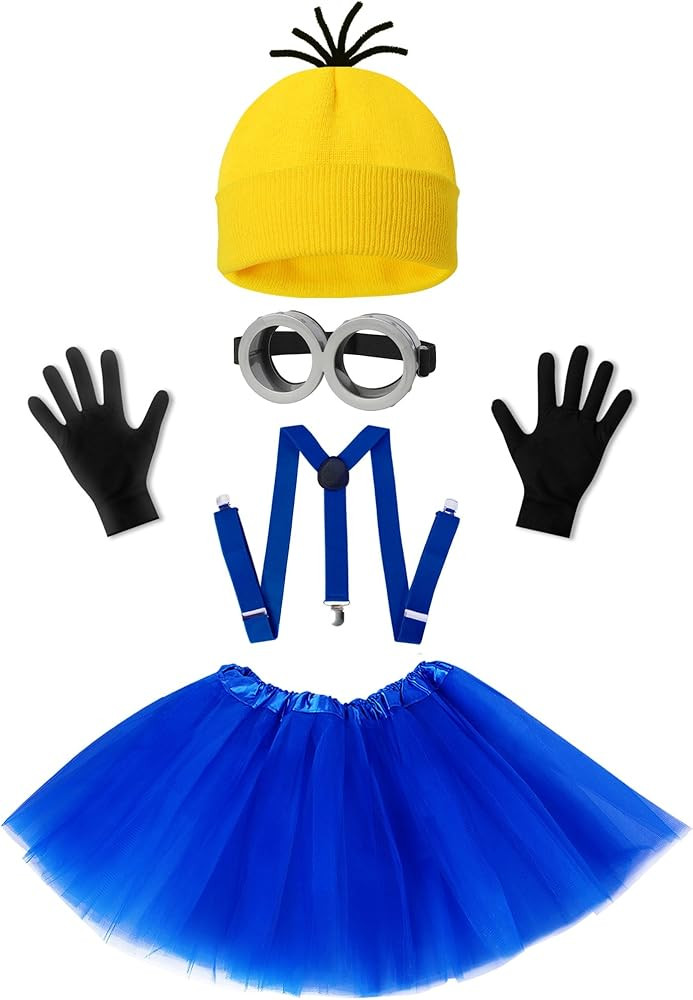 5 PCS Halloween Costume for Kids Girls,Goggles/Beanie/Tutu Skirt/Suspenders/Gloves Halloween Cost... | Amazon (US)