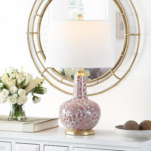 Safavieh Leia 25.5" Blue Ceramic Table Lamp - Red | HSN