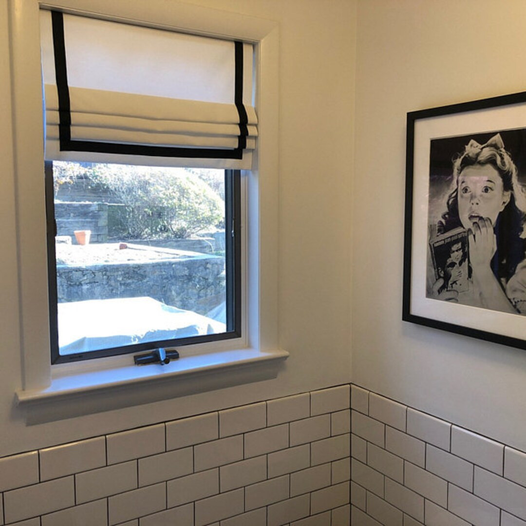 White & Black Faux Roman Shade/ Banded Fake Roman/ Contemporary Modern/ Mock Valance/ Grosgrain R... | Etsy (US)