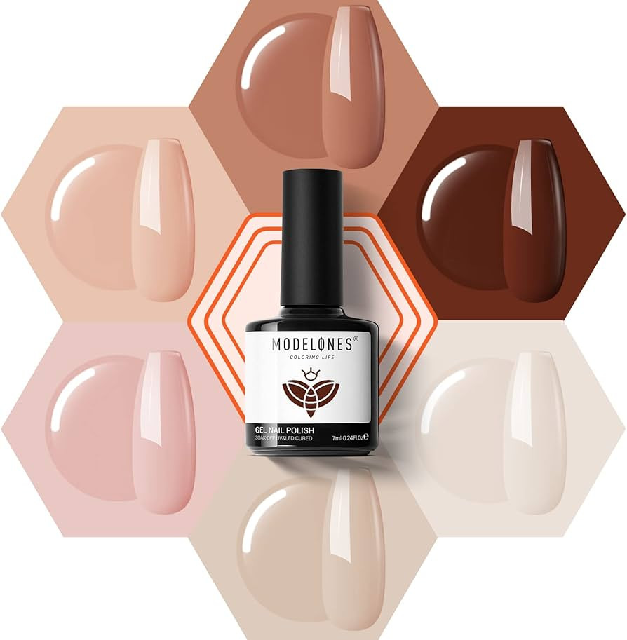 modelones Gel Nail Polish Set- 6 Colors Nude Gel Polish All Seasons Skin Tones Pink Neutral Brown... | Amazon (US)