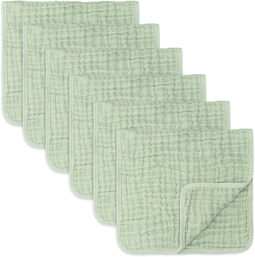 Comfy Cubs Muslin Burp Cloths Large 100% Cotton Hand Washcloths for Babies, Baby Essentials 6 Lay... | Amazon (US)