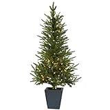 Nearly Natural 5443 Christmas Tree with Clear Lights and Decorative Planter, 4.5-Feet, Green | Amazon (US)