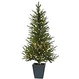 Nearly Natural 5443 Christmas Tree with Clear Lights and Decorative Planter, 4.5-Feet, Green | Amazon (US)