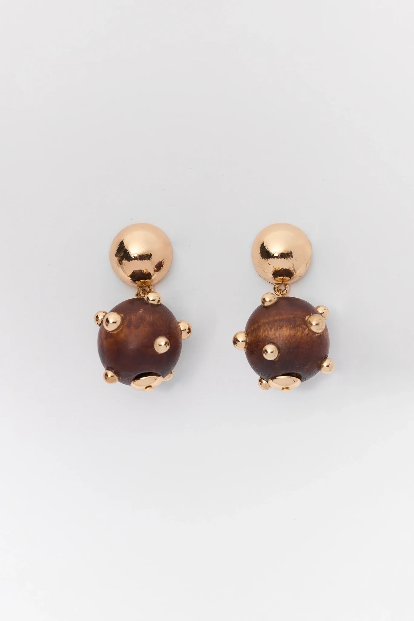 Gold Wooden Stacked Drop Earrings | Avara