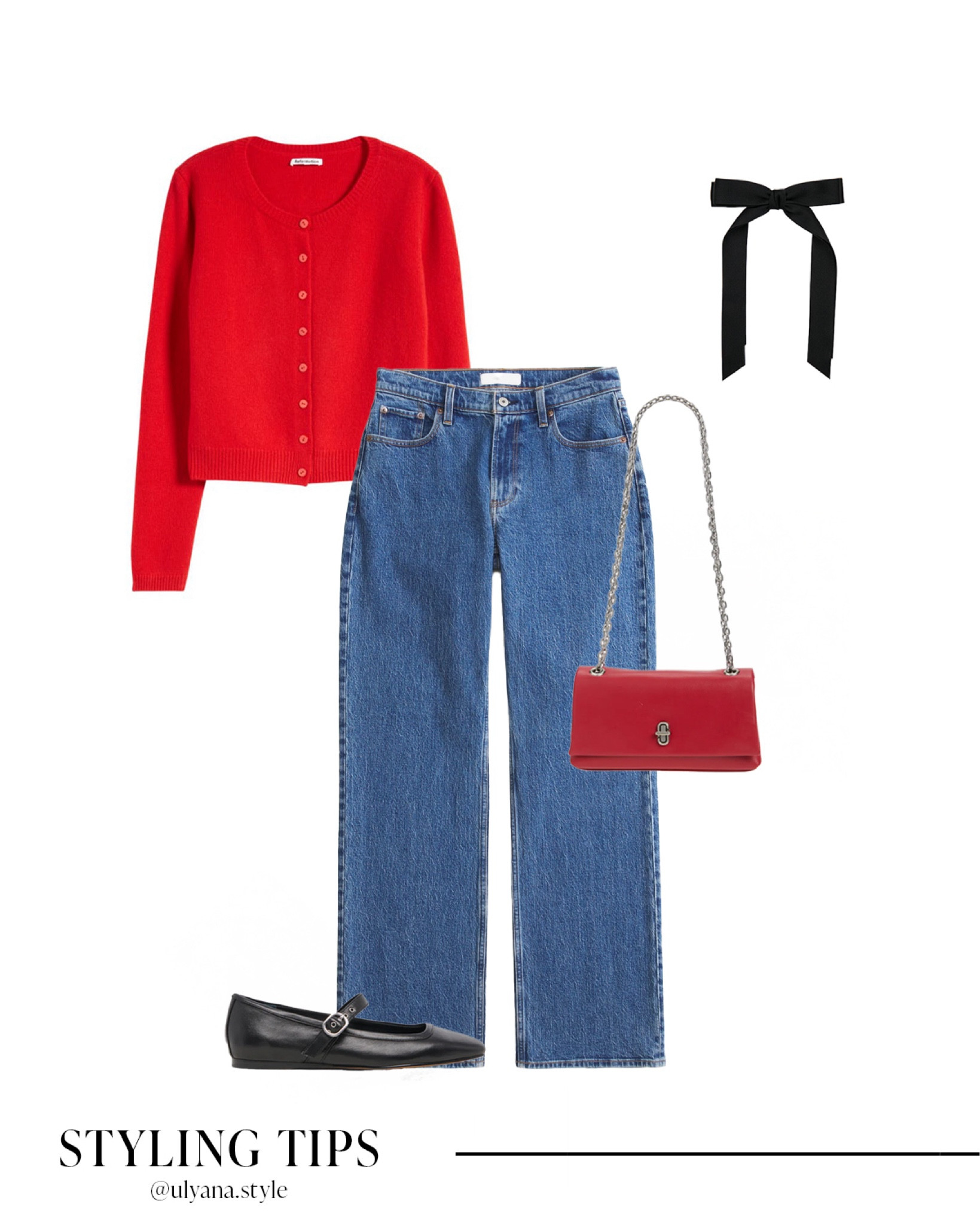 A cropped red cardigan paired with straight leg jeans, ballet flats, , a handbag, and a hair bow makes a cute holiday outfit. 
.
.
.
.
.
.
Winter outfit | holiday party outfit | holiday outfits | cardigan outfits | red cardigan | cardigan sweaters | cardigan dressy | button cardigan | cropped cardigan | Christmas cardigan | holiday cardigan | knit cardigan |  jeans outfit | jeans and sweater | Abercrombie jeans | straight leg jeans | high waisted jeans | holiday shoes | Mary Jane flats  | handbags | trending bags | hair bow | winter fashion | winter shoes | outfit ideas | outfit inspo | old money style

#LTKCyberWeek 
#LTKSeasonal #LTKHoliday #LTKU #LTKSaleAlert #LTKGiftGuide #LTKWorkwear #LTKTravel #LTKShoeCrush #LTKItBag 

#LTKStyleTip #LTKFindsUnder50 #LTKFindsUnder100