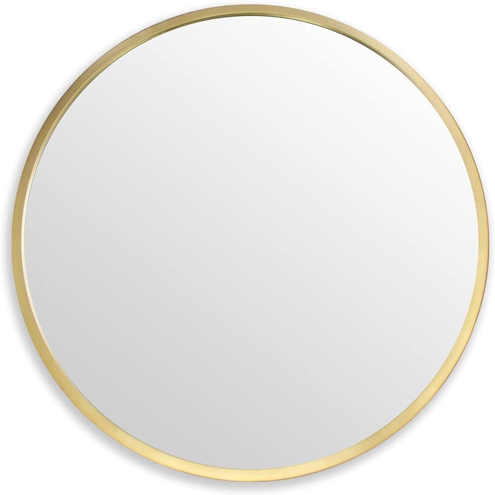 Round Wall Mirror, 24" Metal Framed Round Mirror, Large Bathroom Circle Mirror, Decorative Large ... | Amazon (US)