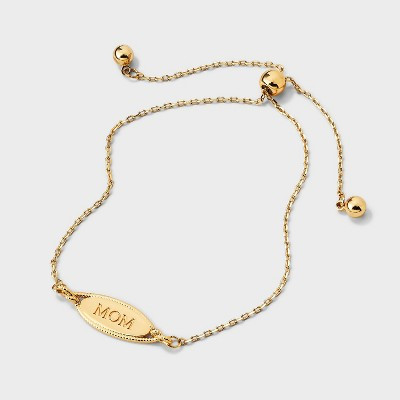 14k Gold Dipped "Mom" Oval Adjustable Bracelet - A New Day™ Gold | Target