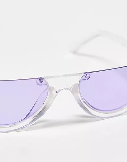 AJ Morgan half rim flat top sunglasses in lilac and clear | ASOS (Global)