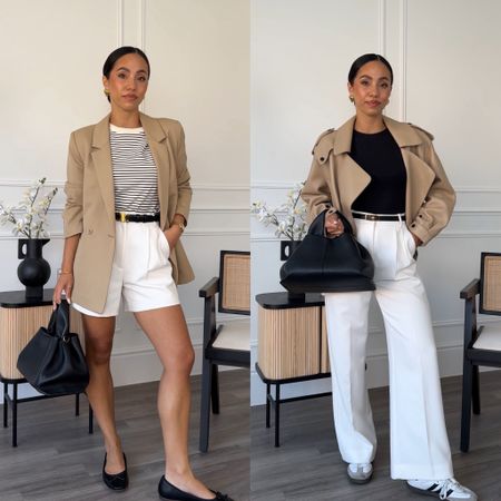 Spring in the city 🤍 chic spring outfits 

White shorts, white trousers, biker jacket, summer outfit 

#LTKeurope #LTKworkwear #LTKstyletip