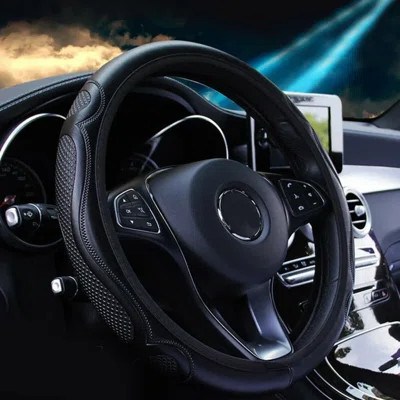 2Pcs Car Steering Wheel Cover Anti-Slip 15'' Universal Black Leather Car Accessories | Wayfair North America